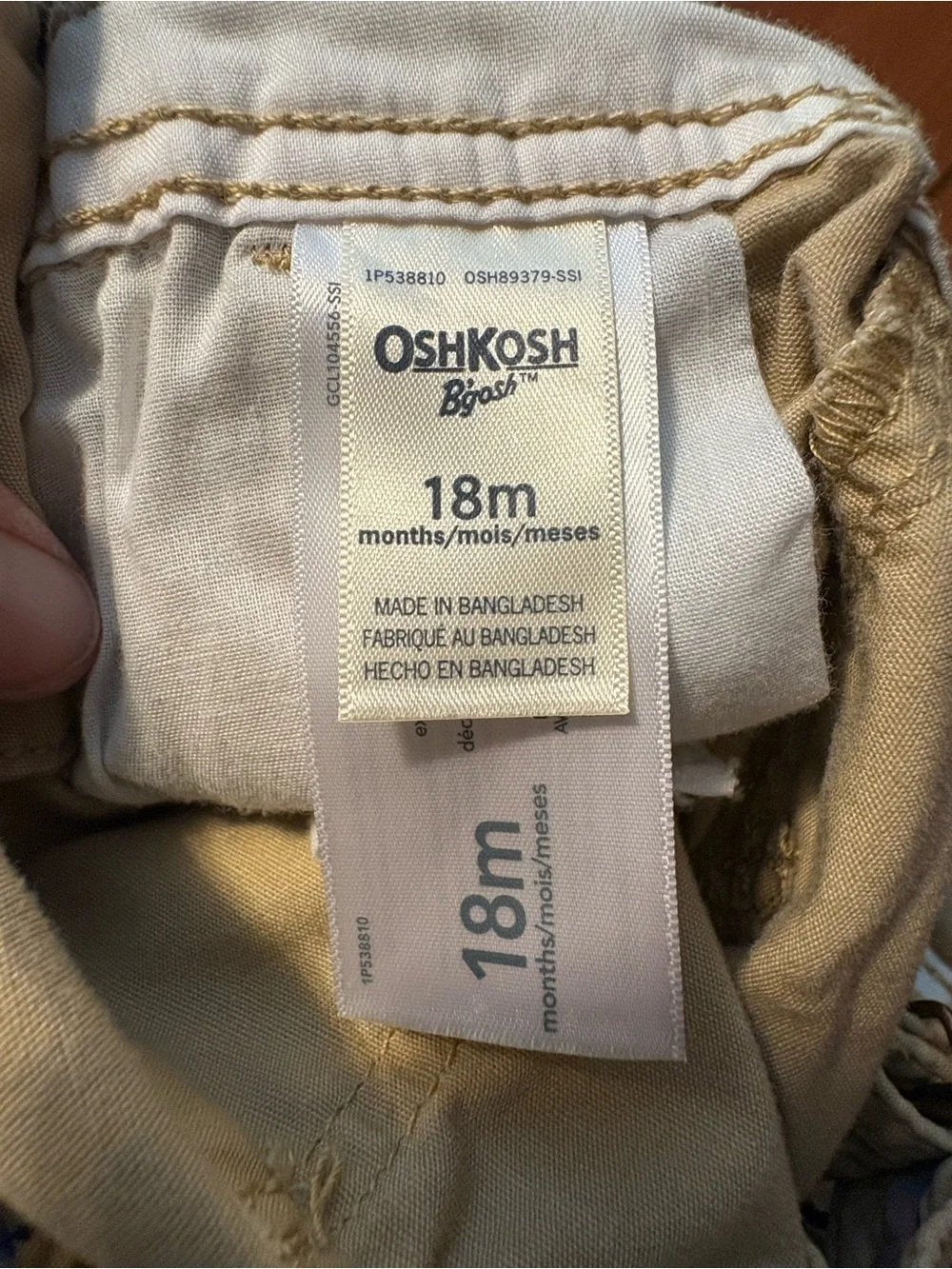 OshKosh B'gosh Beige Overalls with Plaid Cuff